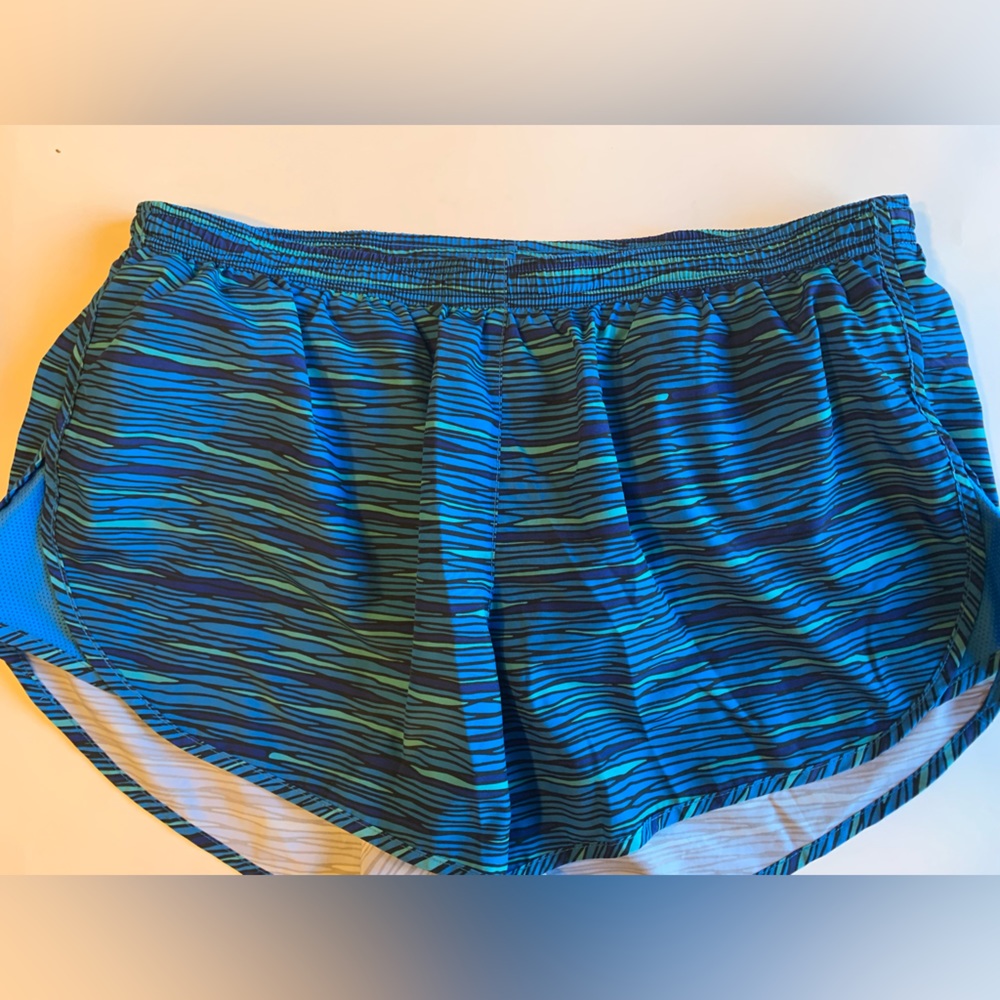 Nike Dri-FIT Blue Green Black Running Shorts, women size L